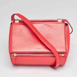 Givenchy Red Grained Leather Pandora Box Medium Shoulder Bag